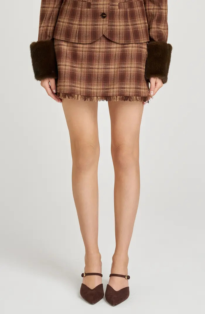 WAYF x Sara Walker Emily Plaid Fray Miniskirt | Nordstrom | Nordstrom