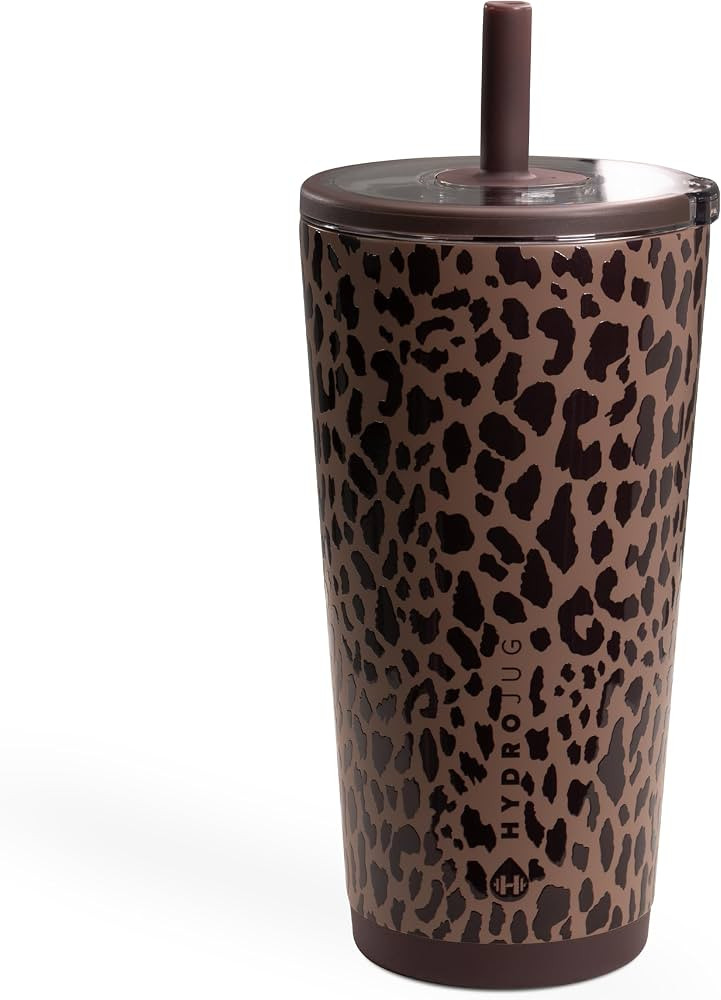 HydroJug Everyday Tumbler 20 oz, Ceramic-Lined Straw Cup, Brown Leopard | Amazon (US)