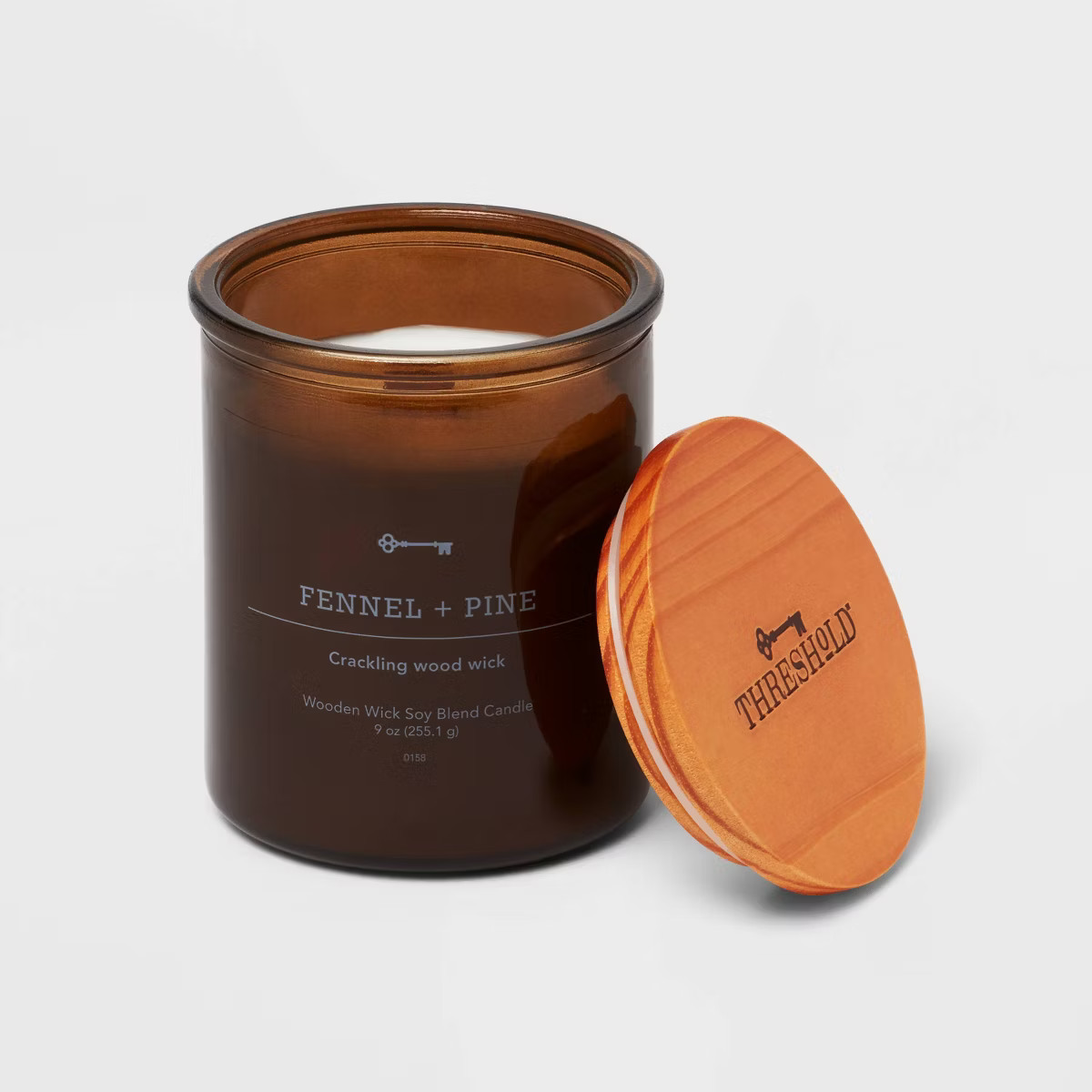 Lidded Amber Glass  Fennel + Pine Woodwick Jar Candle 9oz - Threshold™ | Target