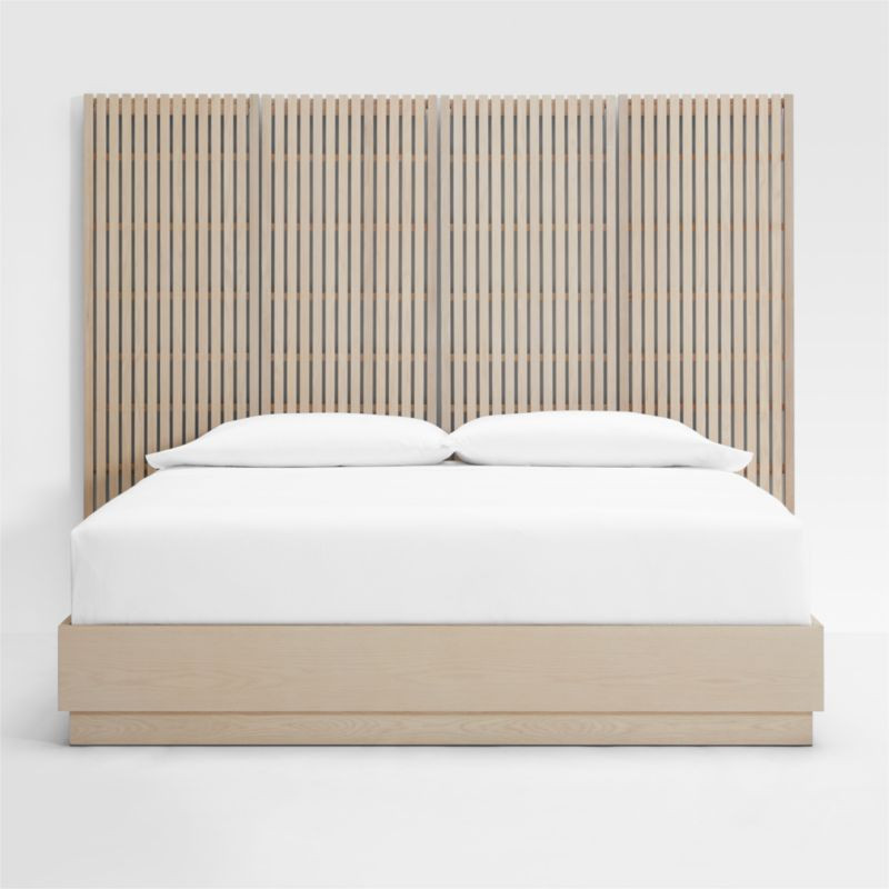 Batten White Oak King Plinth-Base Bed and Panels | Crate & Barrel | Crate & Barrel