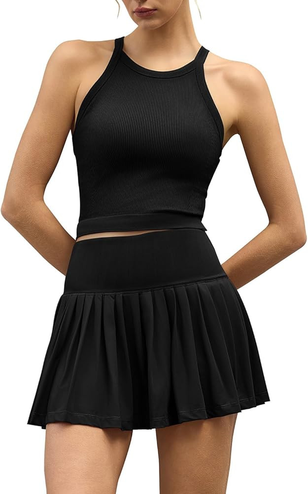 QINSEN Tennis Skirt Set for Women High Waisted Pleated Athletic Pickleball Skirt with Shorts Padd... | Amazon (US)
