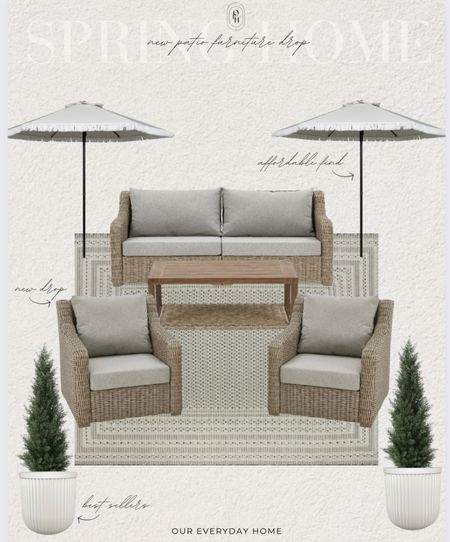 Patio refresh, outdoor furniture, planters, faux topiaries, home decor, our everyday home, Area rug, home, console, wall art, swivel chair, side table, sconces, coffee table, coffee table decor, bedroom, dining room, kitchen, light fixture, amazon, Walmart, neutral decor, budget friendly, affordable home decor, home office, tv stand, sectional sofa, dining table, dining room

#LTKhome #LTKSeasonal #LTKsalealert