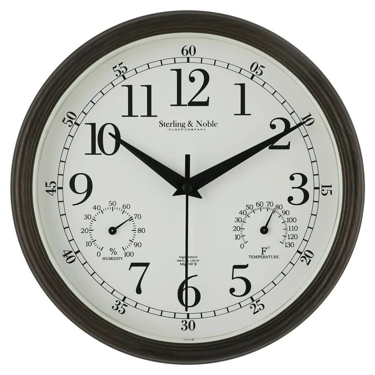 Mainstays 8.75" Indoor/Outdoor Antique Bronze Round Arabic Analog Wall Clock | Walmart (US)