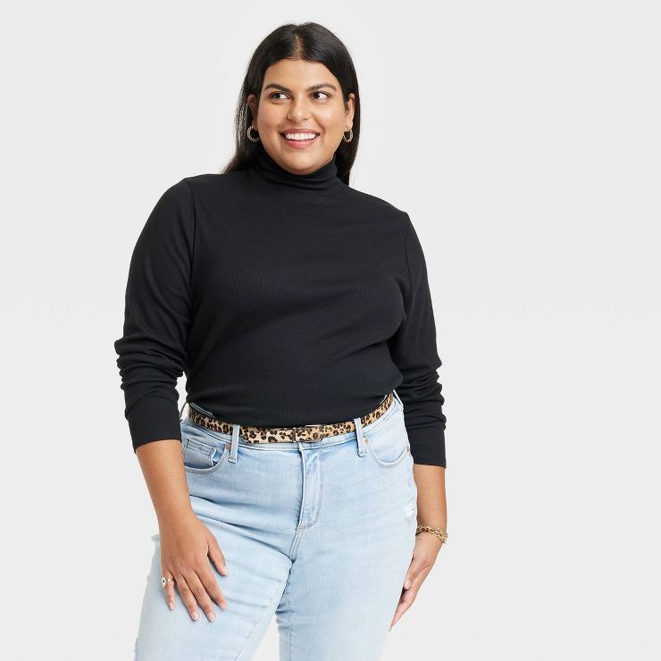 Women's Plus Size Long Sleeve Turtleneck T-Shirt - Ava & Viv™ | Target