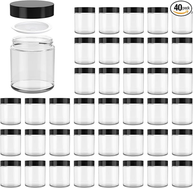 Hoa Kinh 4oz Glass Jars With Lids, Mini Round Canning Jars Wide Mouth, 40 Pack, Empty Cosmetic Bo... | Amazon (US)