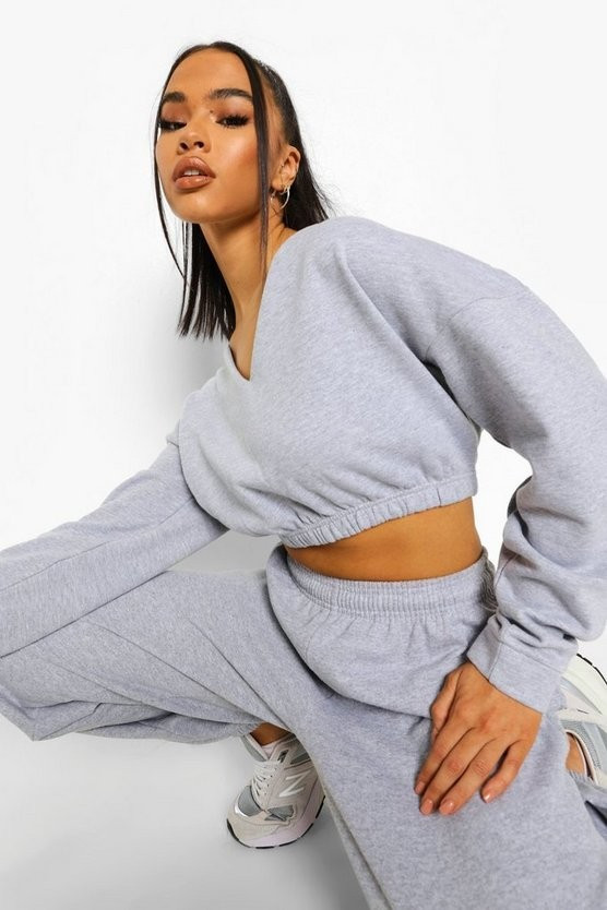 V Neck Crop Sweater | Boohoo.com (US & CA)