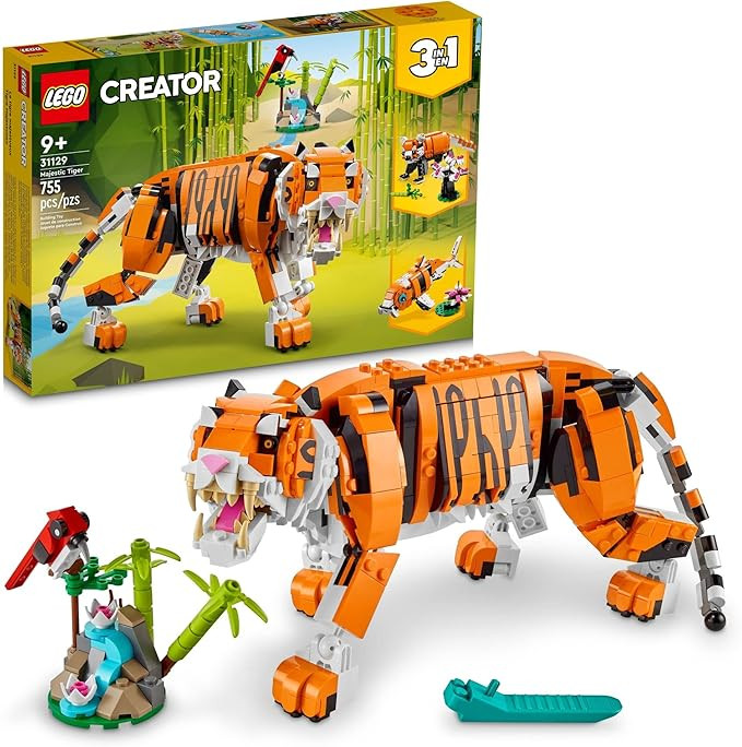 LEGO Creator 3 in 1 Majestic Tiger Building Set, Transforms from Tiger to Panda or Koi Fish Set, ... | Amazon (US)