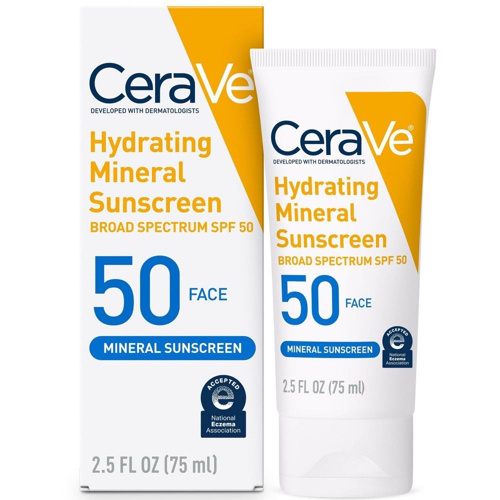 CeraVe Hydrating Mineral Face Sunscreen Lotion with Zinc Oxide – SPF 50 – 2.5oz | Target