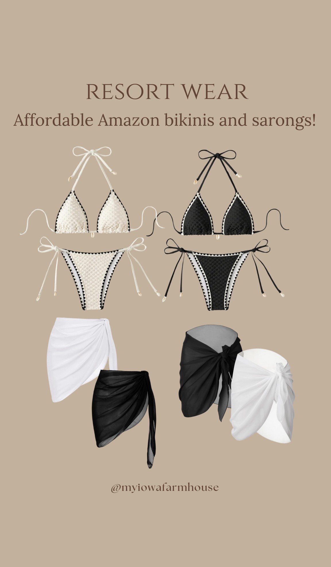 These bikinis and wraps are so affordable from Amazon. The bikinis have great reviews! 
Amazon swimwear. Women’s bathing suits. 

#LTKStyleTip #LTKTravel #LTKSwim