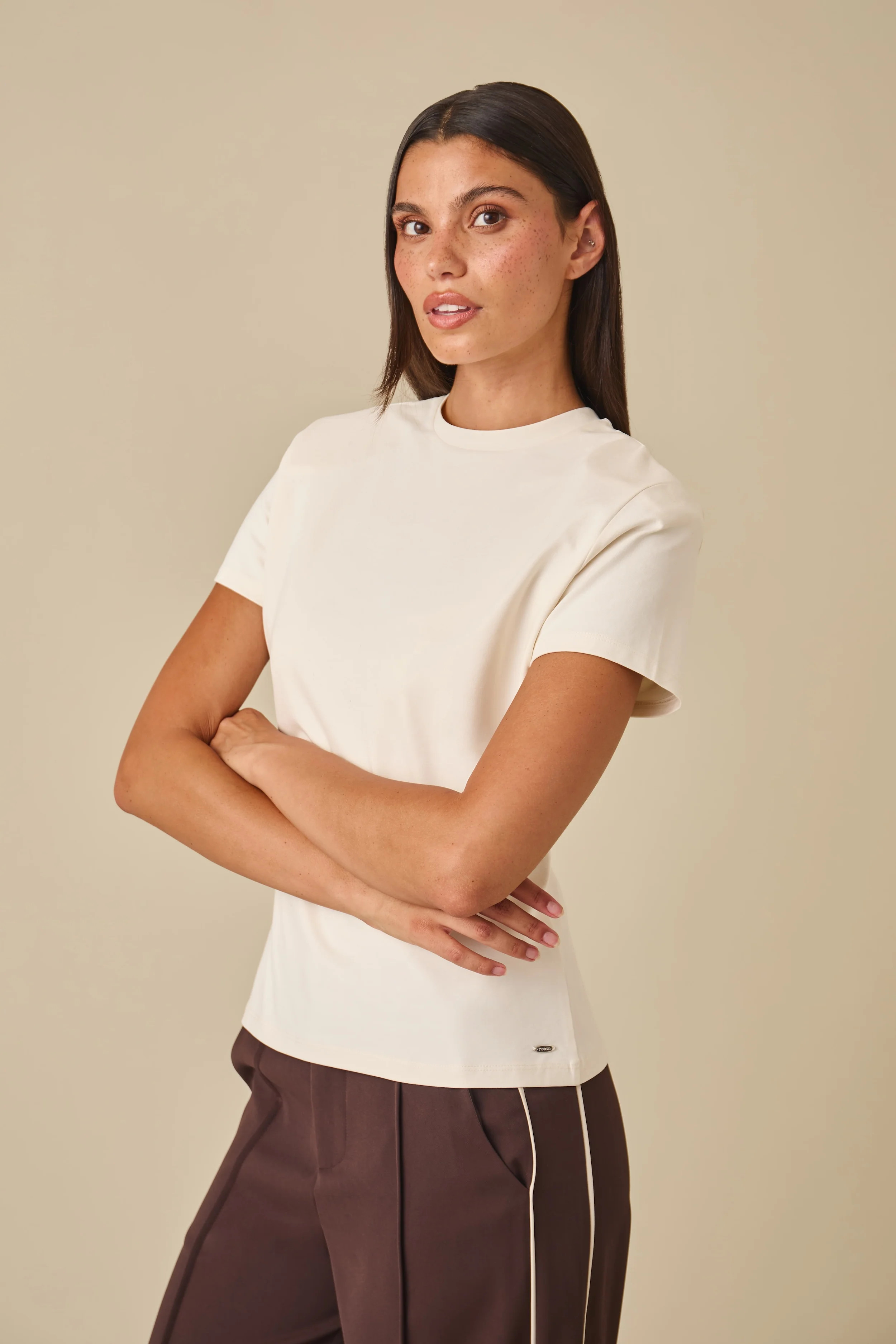 Removable Shoulder Pad T Shirt - Cr\u00e8me | Reasn
