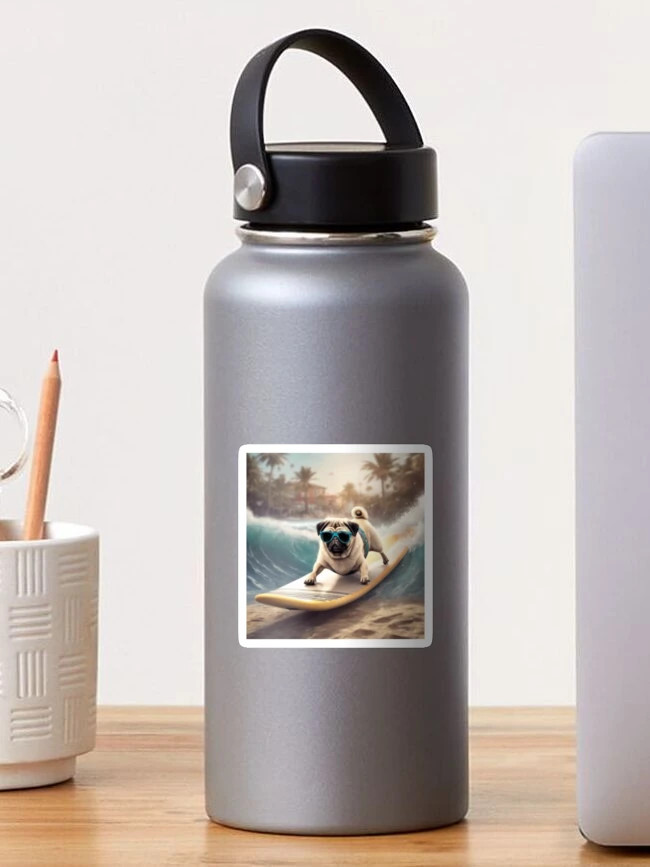 A Pug Surfing  Sticker | Redbubble (US)