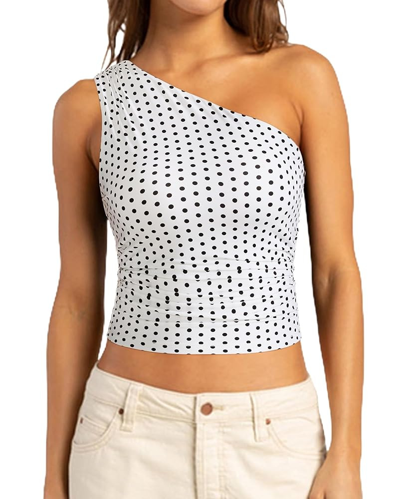 SUUKSESS Women Double Lined Going Out Trendy Crop Tops Ruched Sleeveless Shirts | Amazon (US)