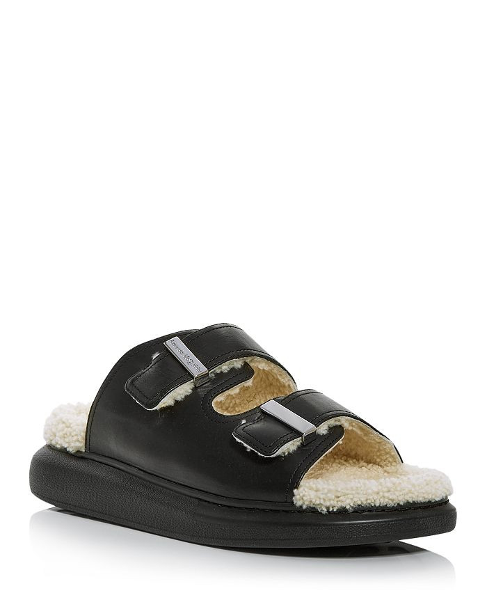 Men's Double Buckle Shearling Slide Sandals | Bloomingdale's (US)