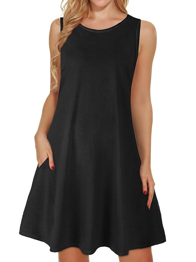 elescat Women's Summer Dresses 2025 Beach Casual Sleeveless Floral Print Tank Loose Sundress with... | Amazon (US)