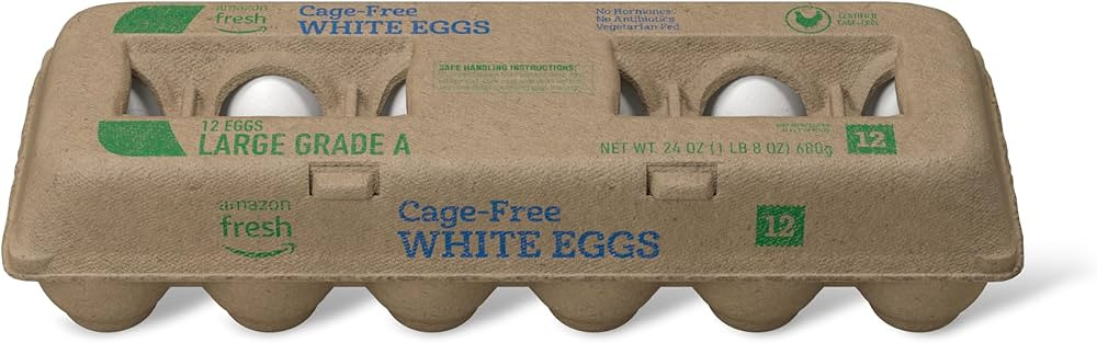 Amazon Fresh, Cage Free, Large, White Eggs, 1 Dozen (Previously Happy Belly, Packaging May Vary) | Amazon (US)