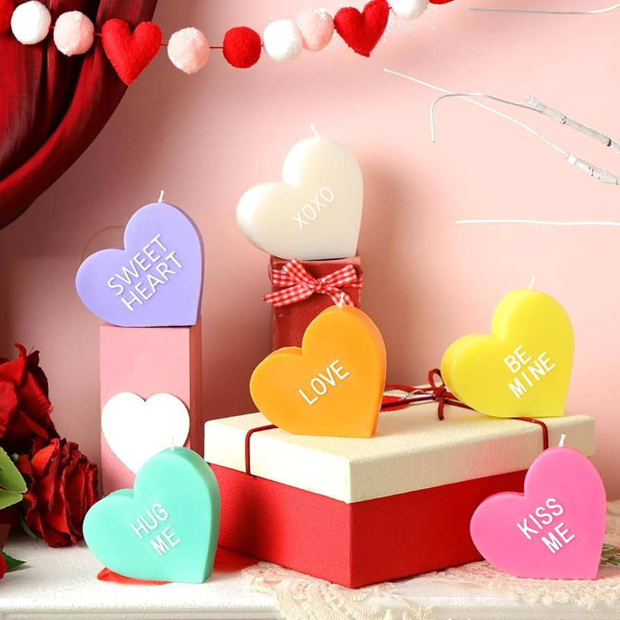 Mtlee 6 Pieces Valentine's Day Scented Candles Heart Shape Soy Candles Romantic Colorful tealight... | Amazon (US)