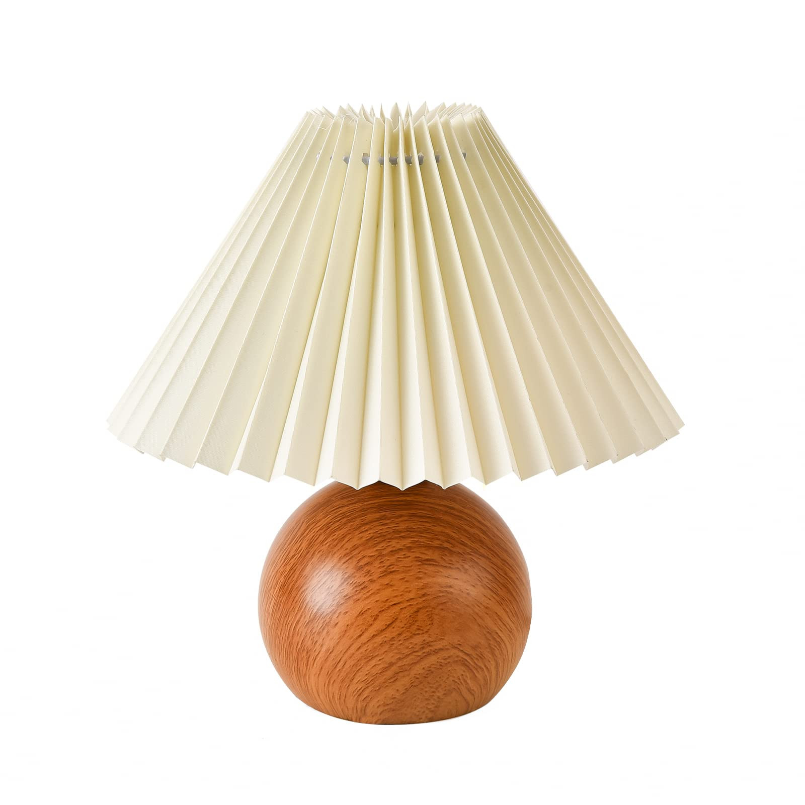 KUNJOULAM Cute Small Pleated Lamp, Modern Bedside Nightstand/Table Lamp with Beige Lampshade, Met... | Amazon (US)