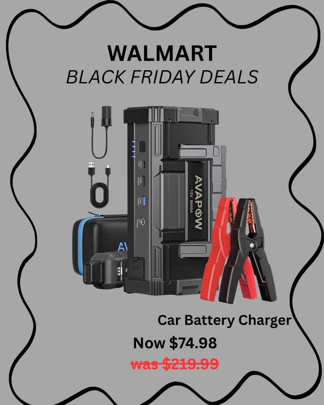 Walmart Black Friday practical MUST-HAVE 🔋✨

This car battery jump starter is ONLY $74.98 right now (was $219.99!). Such a good deal for emergencies, road trips, winter weather, or keeping in your trunk for peace of mind.

Strong power, multiple USB ports, and it comes with everything you need!
#walmartblackfriday #walmartfinds #blackfridaydeals #caraccessories #jumpstarter #roadtripessentials #winterprep #walmartdeals #ltkhome #ltkdeal #salealert #giftideasforhim #automotivefinds


#LTKGiftGuide #LTKMens #LTKCyberWeek