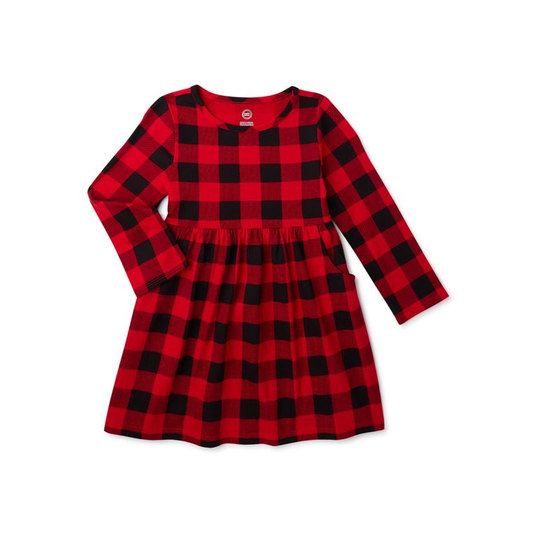 Wonder Nation Toddler Girls' Knit Dress with Long Sleeves - Walmart.com | Walmart (US)