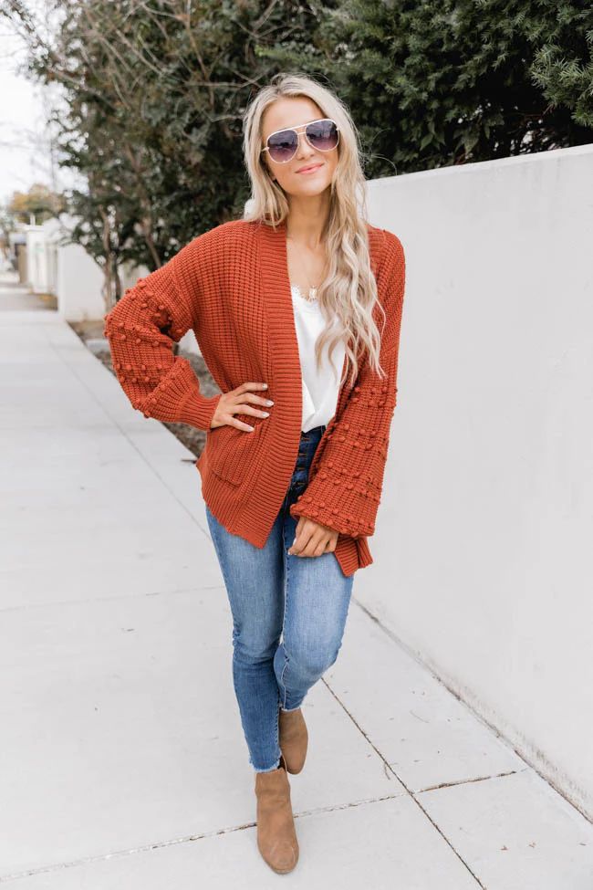 Important To Me Popcorn Rust Cardigan CLEARANCE | The Pink Lily Boutique