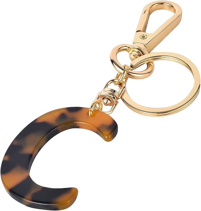 Junyuerly Letter Key Chains Accessories for Women and Girls, Gold Initial Key Ring Acetate Leopar... | Amazon (US)