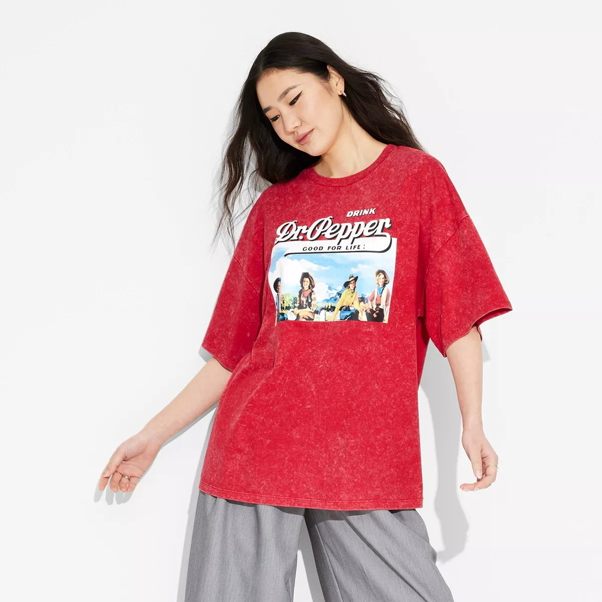 Women's Dr. Pepper Oversized Short Sleeve Graphic T-Shirt - Red S | Target