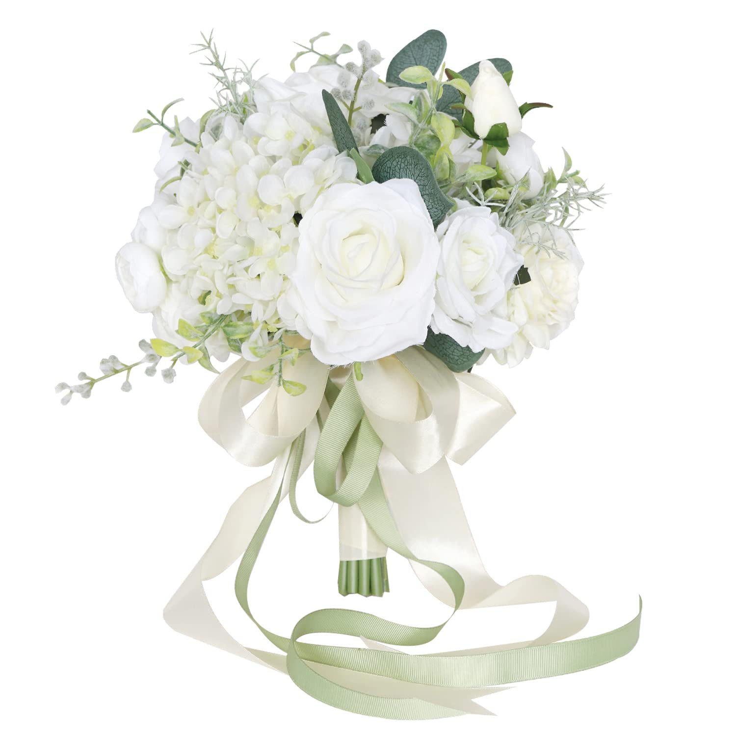 FEILUOYI Wedding Bridal Bouquet Bridesmaid Bouquet Artificial Wedding Bouquet White Rose, Church, Ho | Amazon (US)