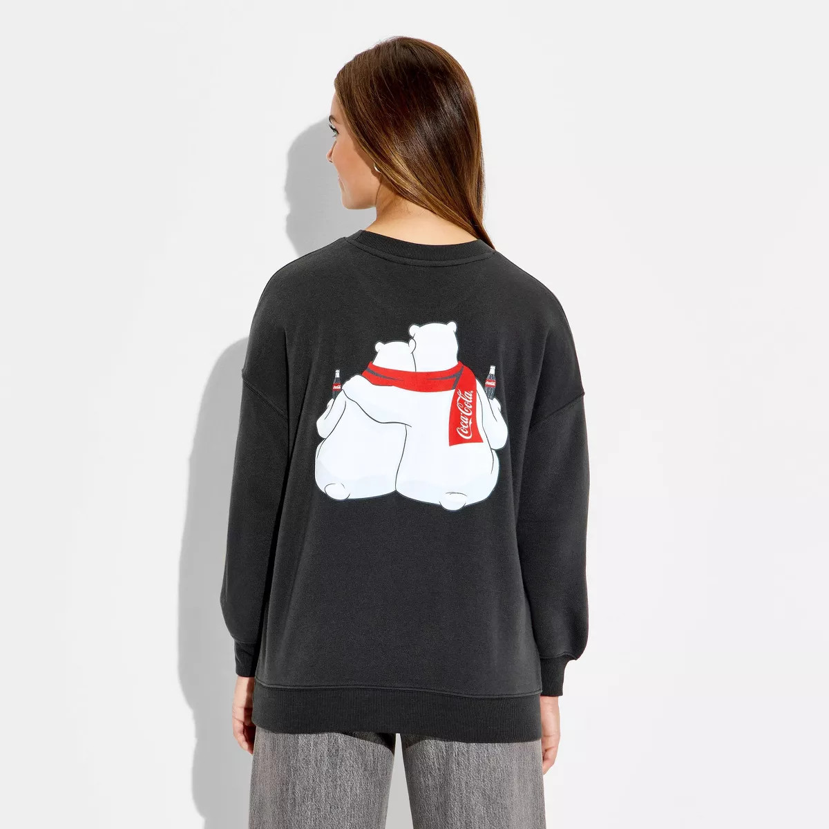 Women's Coke Can't Beat the Feeling Fleece Graphic Sweatshirt - Black | Target