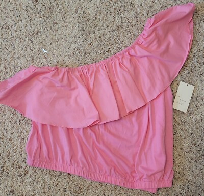 Women's One Shoulder Ruffle Top - A New Day Pink Size Large | eBay US
