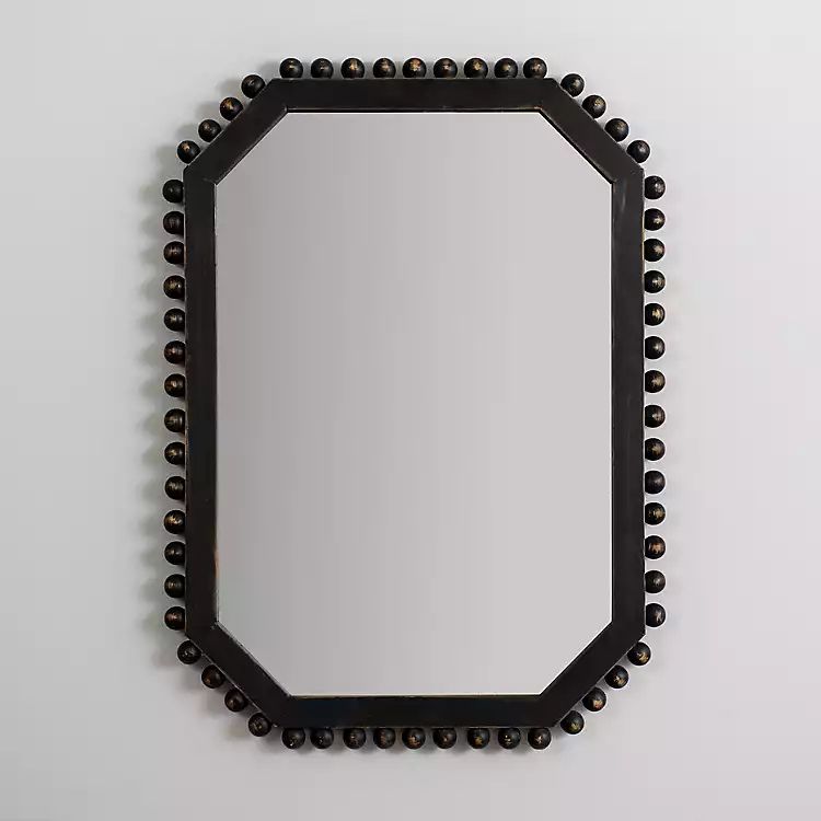 Black Wood Beaded Octagon Frame Mirror | Kirkland's Home