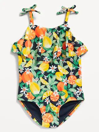 Matching Patterned Ruffle-Trim One-Piece Swimsuit for Toddler Girls | Old Navy (US)