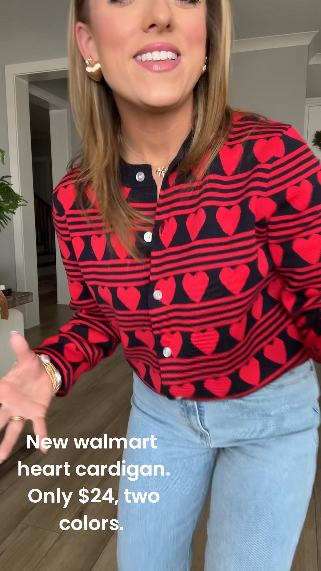 Heart eyes for this Walmart outfit ❤️
This $24 heart cardigan from Walmart is SO good and the perfect statement layer for Valentine’s Day and beyond. The bold red heart print feels fun yet wearable, and it pairs effortlessly with classic denim and sneakers for an everyday look.

Affordable, comfy, and cute — exactly what I love about Walmart fashion finds. This heart cardigan is easy to dress up or down and makes such a fun pop piece for winter into early spring.

✨ Details:
• Walmart heart cardigan – only $24
• Soft knit, great fit, easy to layer
• Styled with light-wash jeans & white sneakers
• Perfect for Valentine’s Day outfits, casual date nights, or everyday wear

Linked in LTK so you can shop it fast 🛒

#WalmartFashion #WalmartFinds #AffordableFashion #ValentinesOutfit #HeartCardigan #WalmartStyle #BudgetFriendlyStyle #EverydayOutfits #LTKFinds #Under25 #CasualChic

Comment SHOP below to receive a DM with the link to this post on my LTK ⬇ https://liketk.it/5J24d