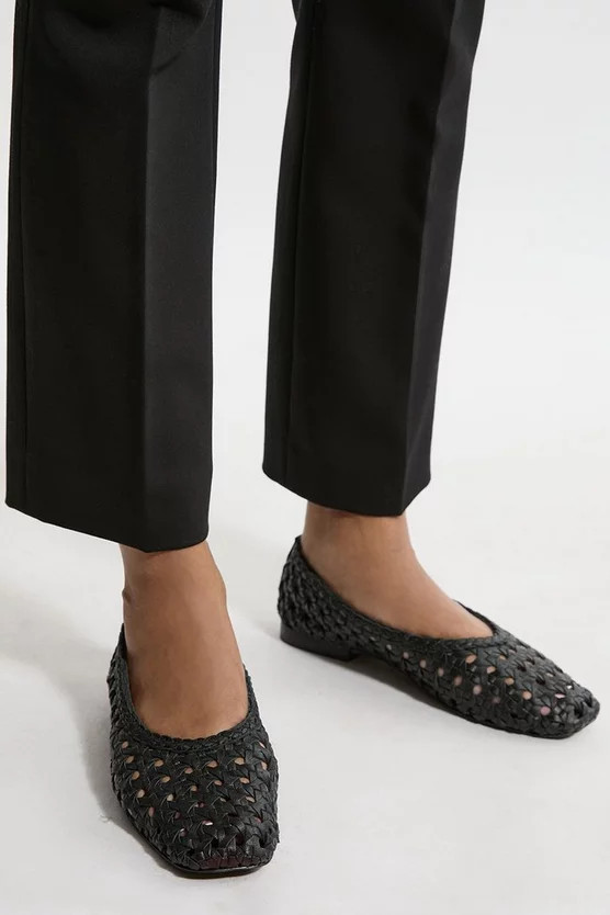 Leather Woven Ballet Pump | Karen Millen UK + IE + DE + NL