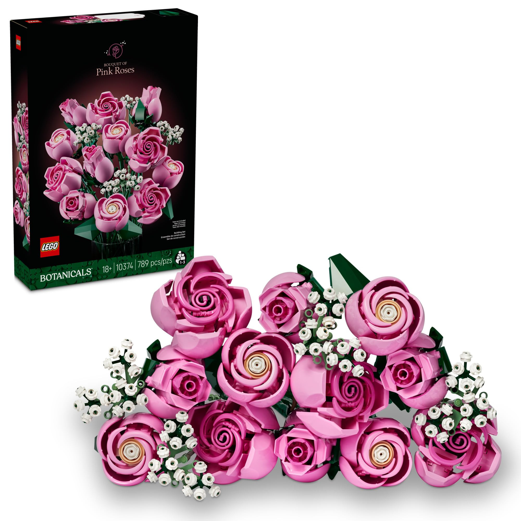 LEGO Botanicals Bouquet of Pink Roses Artificial Flowers - Building Blocks for Adults, Ages 18+ -... | Amazon (US)