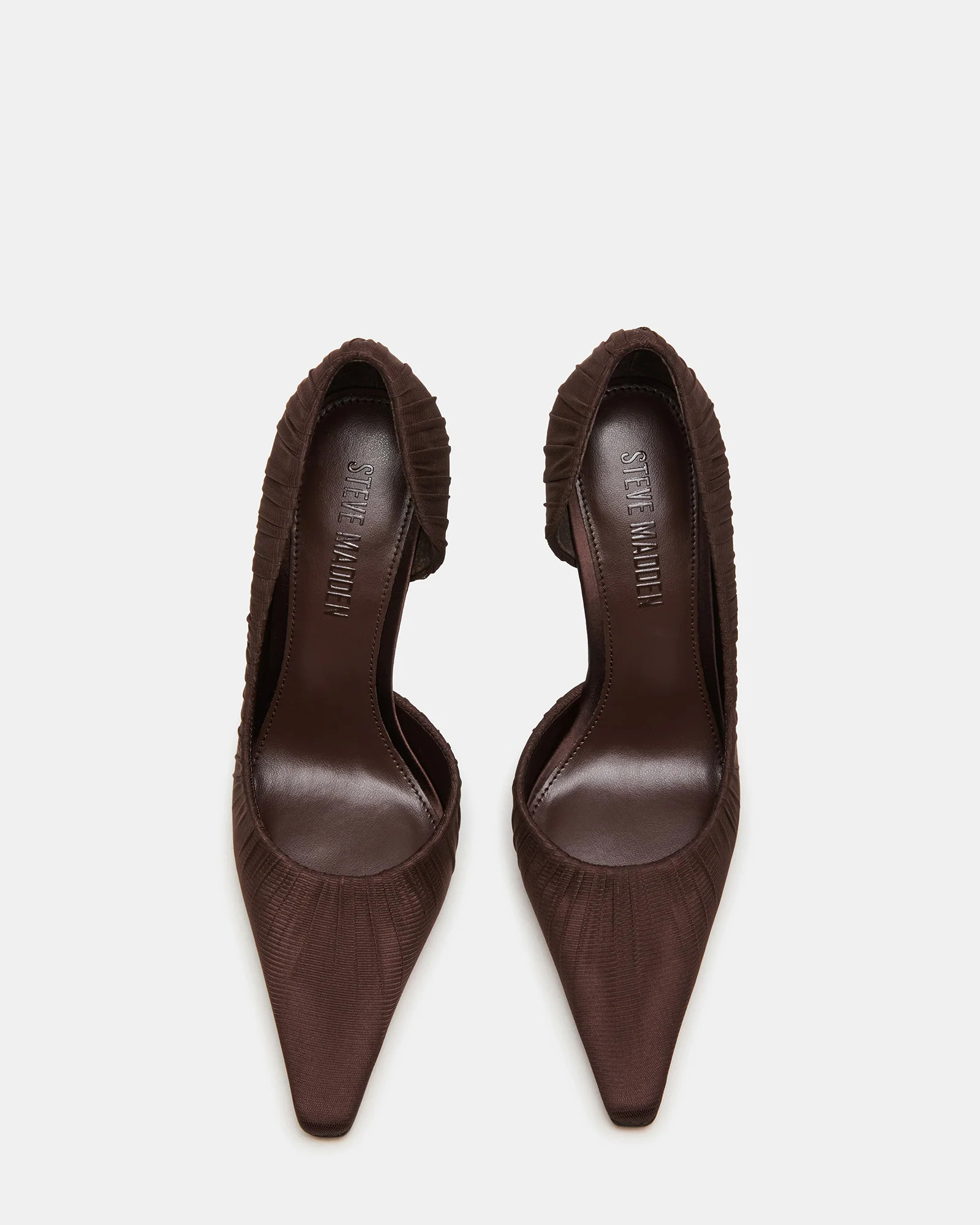 ELEGANT Brown Ruched Pointed-Toe Stiletto Pump Women's Heel | Steve Madden (US)