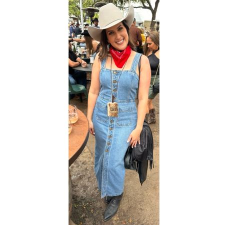 Rodeo outfit 
Western fashion
Rodeo fashion
HLSR Houston Rodeo
Houston Livestock Rodeo
Western 
Cowboy 
Cowgirl
Cowgirl hat
Western hat
Western boots
Lucchese boots
City Boots
Rollas denim dress
Denim dress
Denim midi dress
Red scarf
Bandana scarf 
Western scarf 
Black western boots 

#LTKOver40 #LTKFindsUnder100 #LTKStyleTip