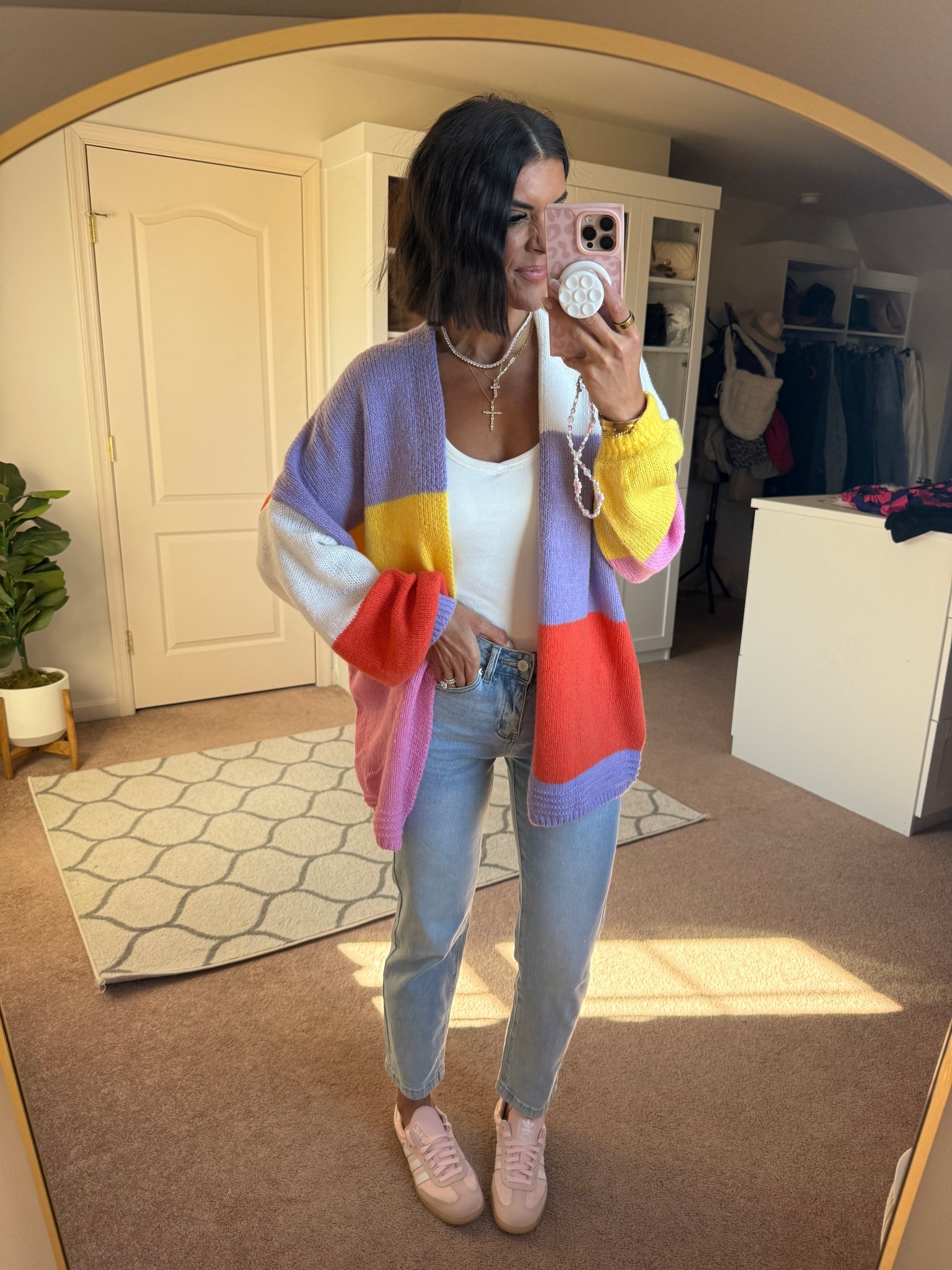  size small in cardigan and tank Size 2 in jeans

#LTKSeasonal