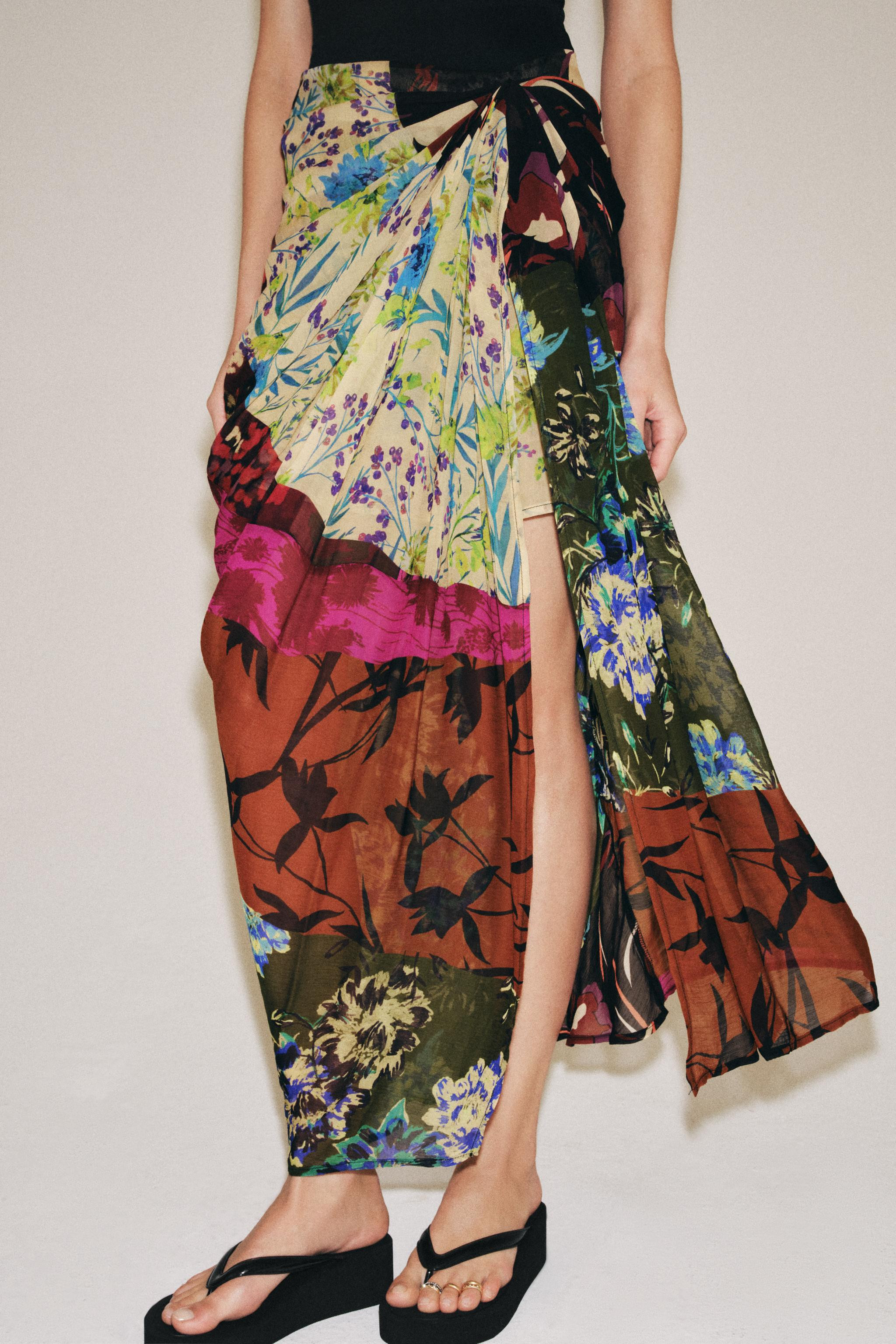 DRAPED PRINTED PAREO SKIRT | Zara US