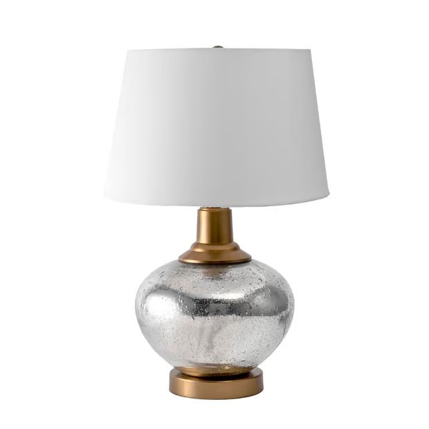 Silver 25-inch Mottled Glass Bowl Table Lamp | Rugs USA