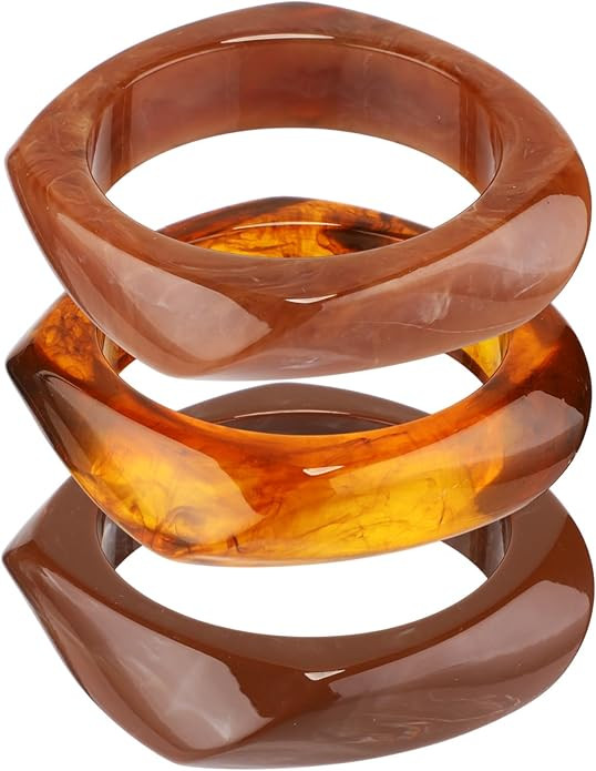 Landical 3 Pcs Colorful Square Acrylic Resin Bangle Bracelet Wide Geometric Irregular Wristbands ... | Amazon (US)