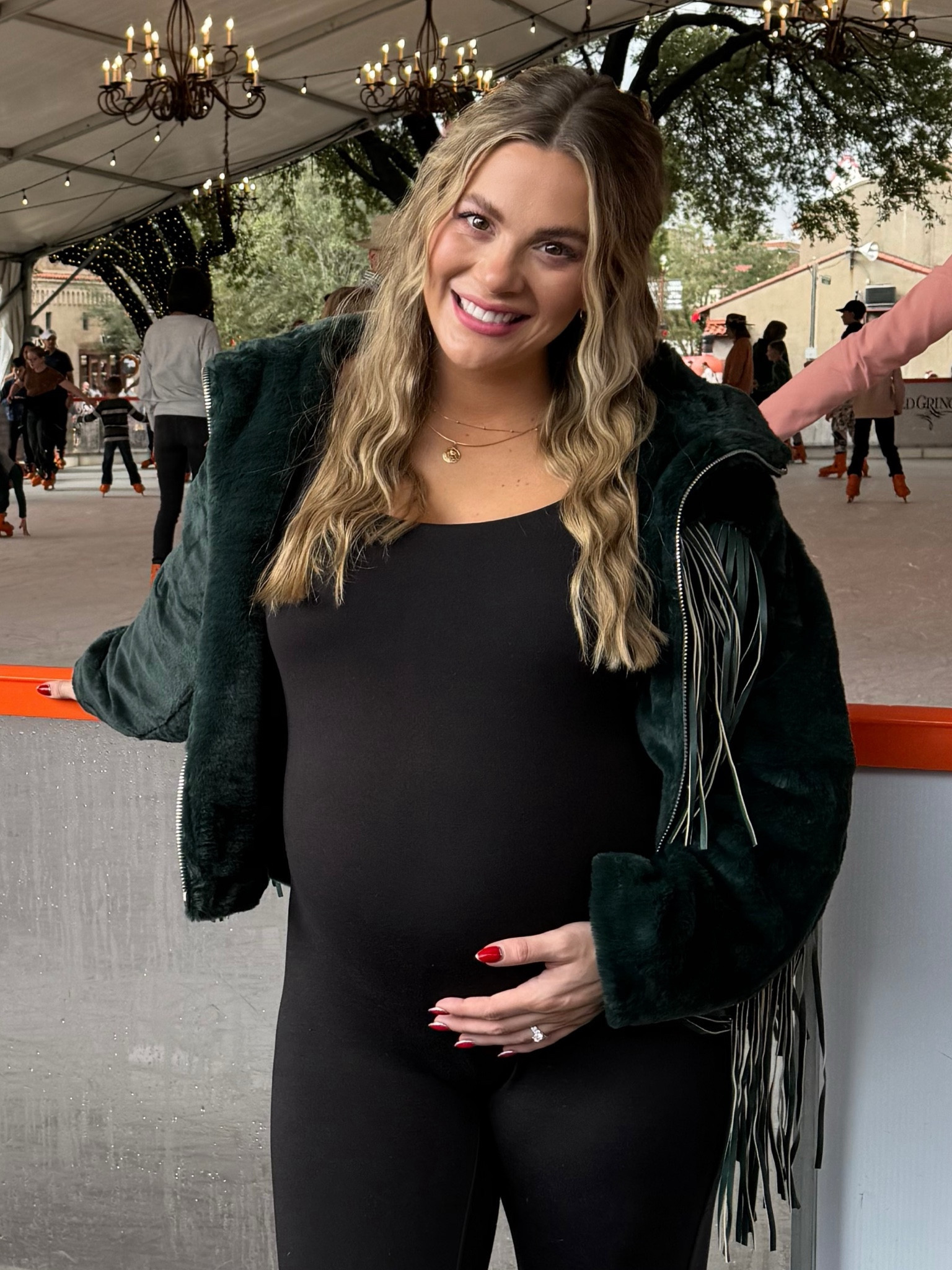 Waved hair done in 5 minutes with the Amika crimper. Oversized fringe coat in green, black, or pink 15% off with code sarahrose. 

#LTKbump #LTKbeauty #LTKSeasonal