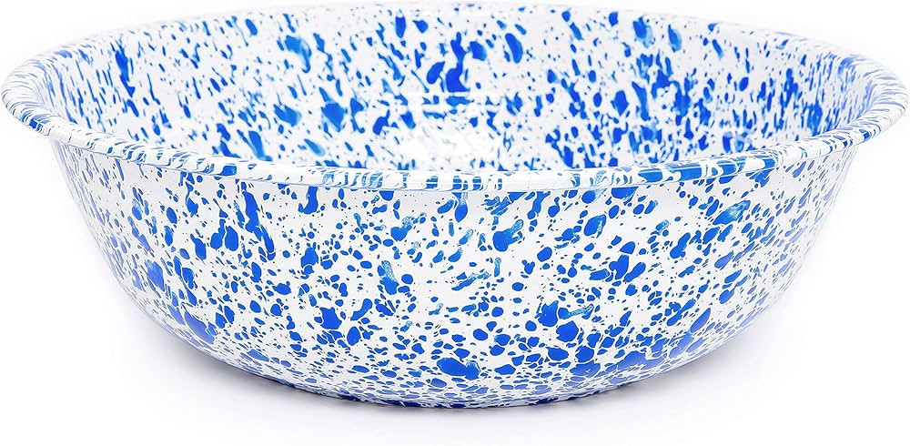 Crow Canyon Home Enamelware Medium Basin, 8 quart, Blue/White Splatter (Single) | Amazon (US)