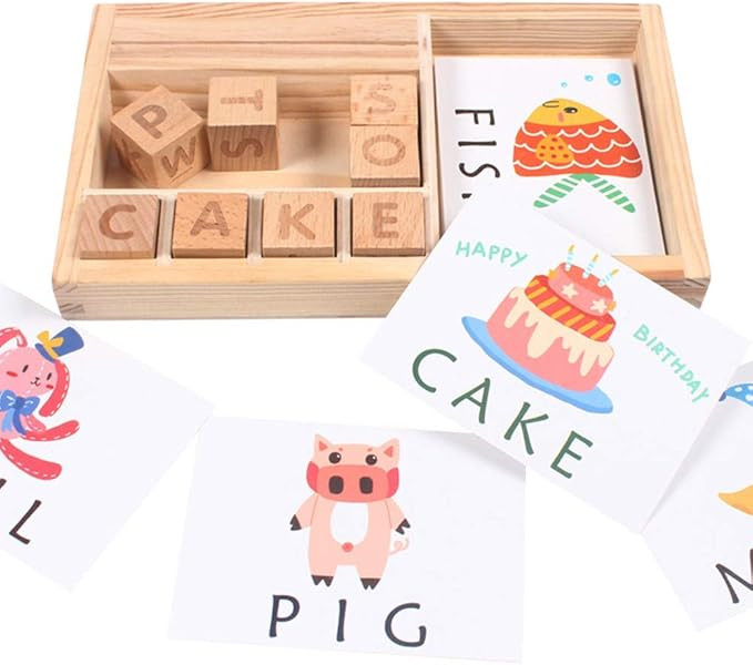 Haoyigou Matching Letter Game - Spell Learning Toy, Wooden English Alphabet Card Game Machine, Pu... | Amazon (US)