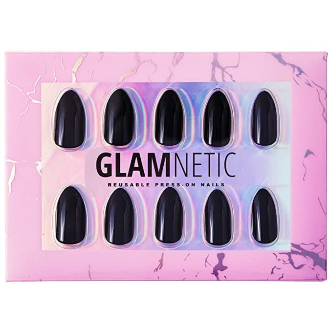 Glamnetic Press On Nails - Boba | Opaque Black Short Almond Nails, Reusable | 12 Sizes - 24 Nail ... | Amazon (US)