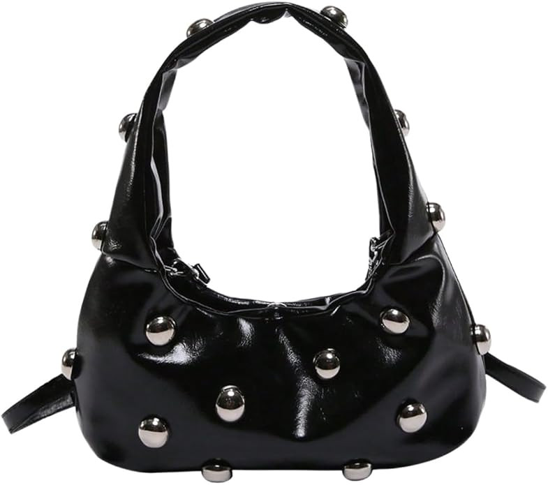 QWINEE Women's Retro Rivet Crossbody Bags Studded Top Handle Leather Shoulder Bag Casual Clutch P... | Amazon (US)