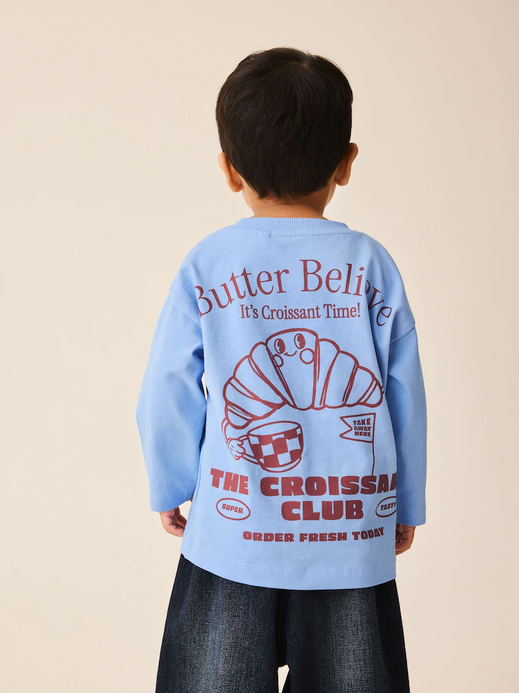 Blue Croissant Club Long Sleeve Back Graphic T-Shirt (3mths-7yrs) | Next US