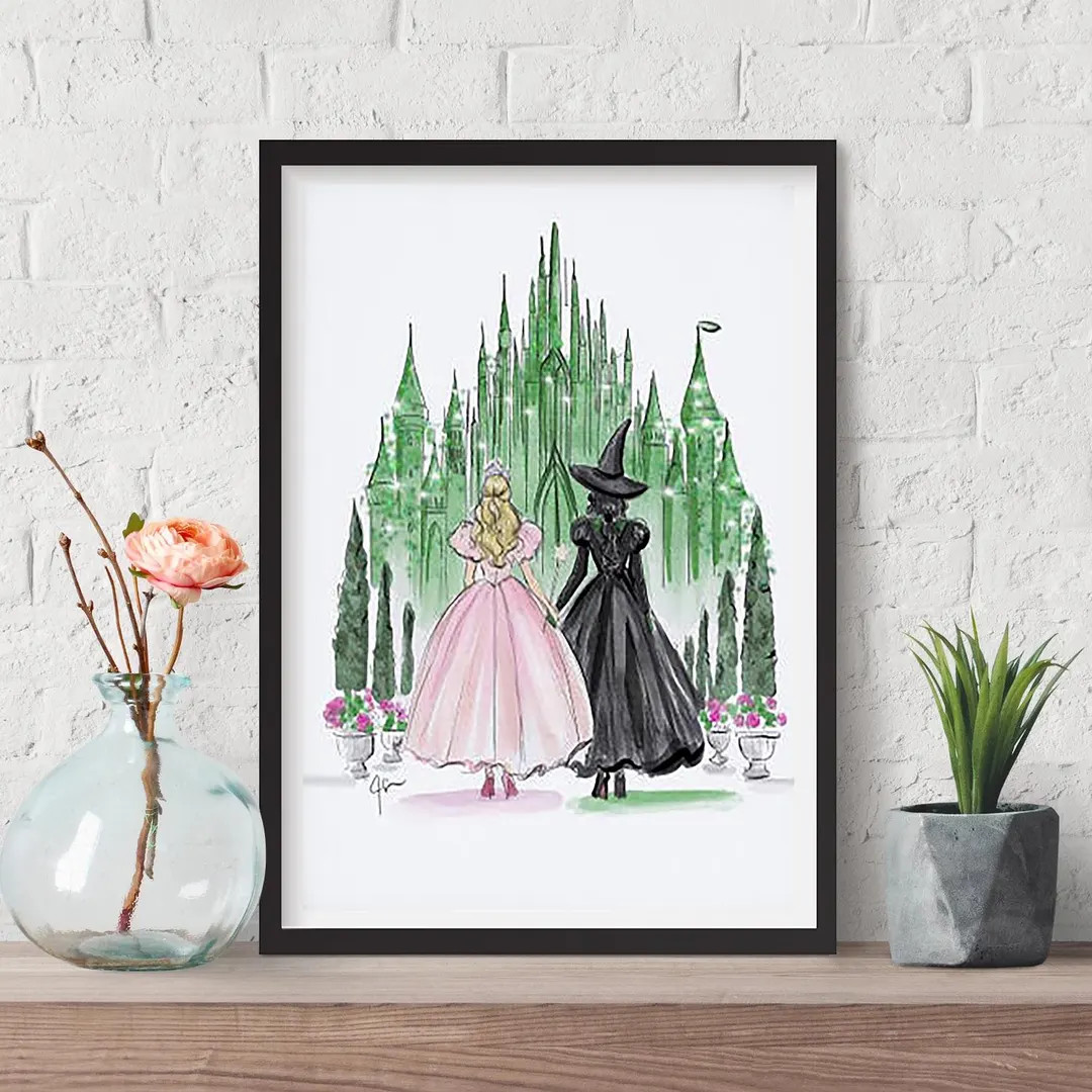 Wicked Musical Poster Glinda and Elphaba Wall Art Gift Editable princess Art off to See the Wizar... | Etsy (US)