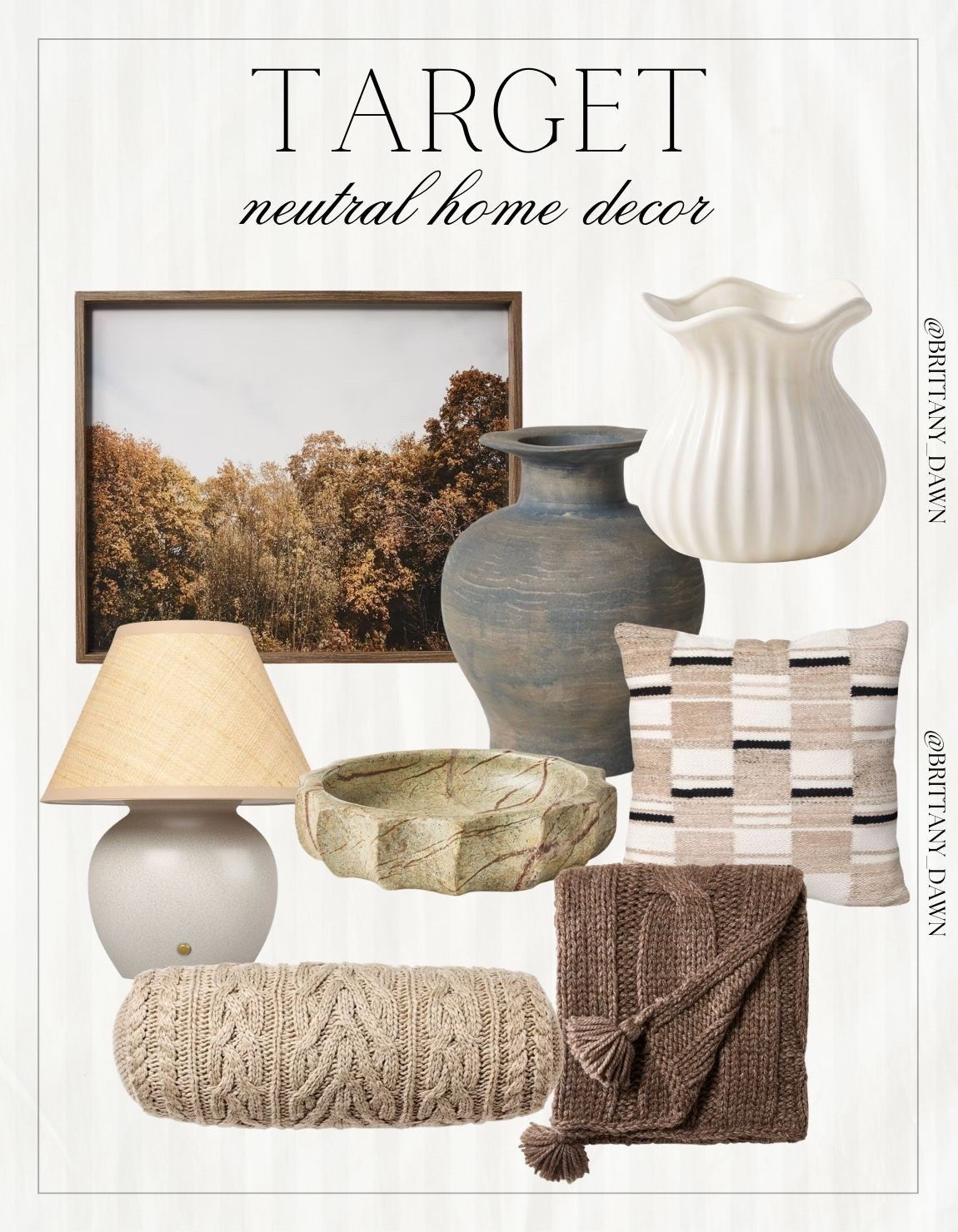 I’m obsessed with these neutral home decor pieces from Target! 🤎 

Scenic autumn landscape art, textured ceramic vases, cozy cable-knit pillows, warm throw blankets, and accent bowls make it so effortless to transform your home for the season. ✨

#TargetStyle #TargetHome #NeutralHome #FallDecor #CozyVibes #HomeInspo #LTKhome #LTKunder50 #LTKsalealert #LTKstyletip #InteriorInspo #TargetFinds

#LTKSeasonal #LTKHome