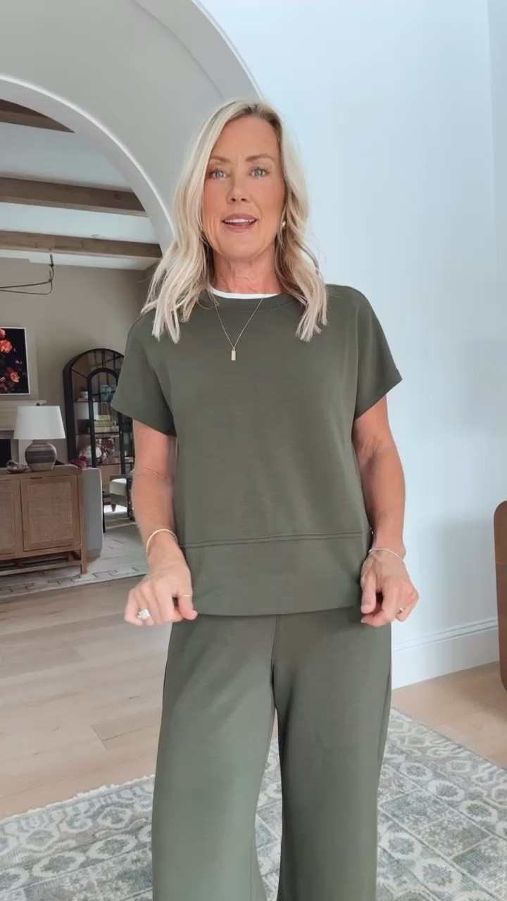 For a short sleeve option, they have this crewneck tee in the same buttery luxe fabric and such fun colors!

White tee: small
Crewneck Tee: xs
Wide Leg Pants: small regular

#LTKOver40 #LTKSeasonal #LTKSaleAlert