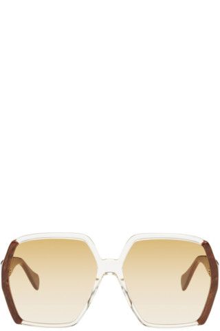 Brown Hexagonal Sunglasses | SSENSE